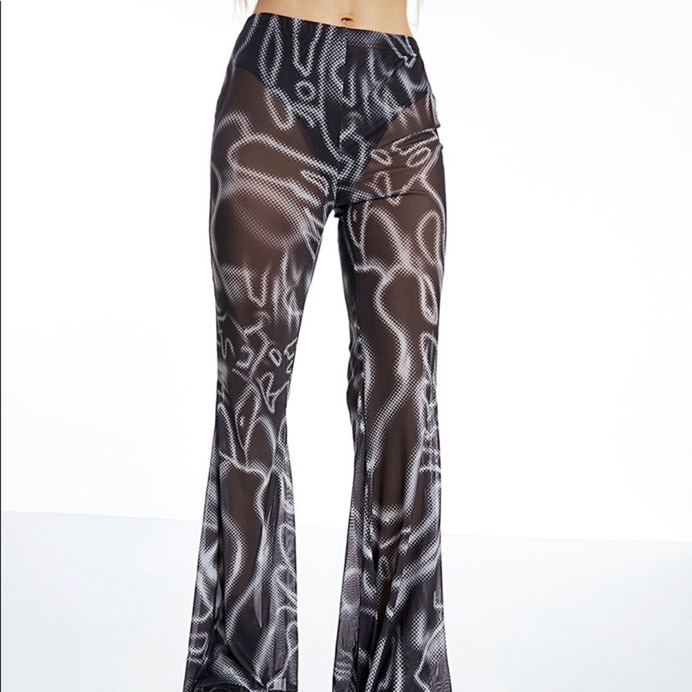Mesh swirl flare sexy pants